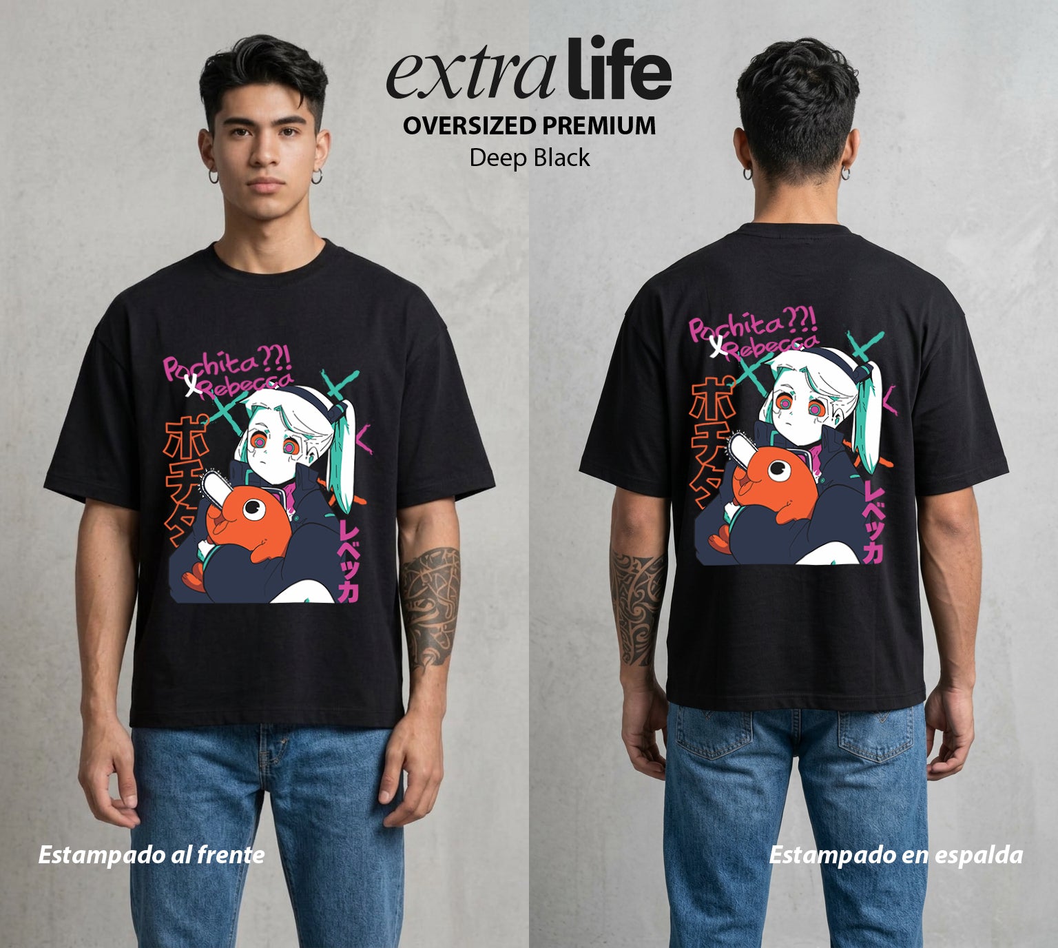 Los Corredores del Filo | El Cachorro de Sierra #00555 - Playera Oversized Premium | Deep Black - Foto en modelo