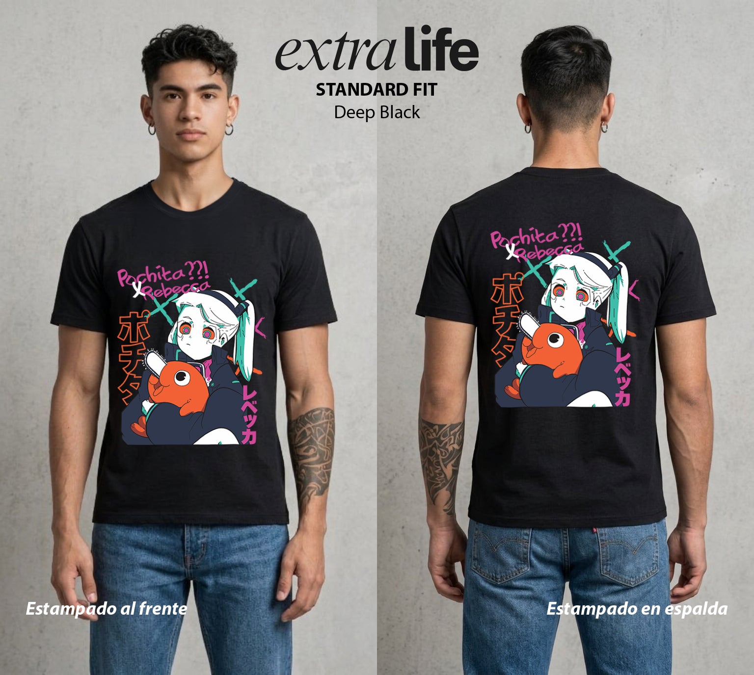 Los Corredores del Filo | El Cachorro de Sierra #00555 - Playera Standard Fit | Deep Black - Foto en modelo