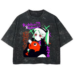 Playera streetwear premium de anime y gaming ExtraLife MX, corte boxy deluxe mineral wash heavyweight en color Acid Wash, moda urbana mexicana de culto.