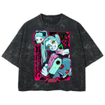 Playera streetwear premium de anime y gaming ExtraLife MX, corte boxy deluxe mineral wash heavyweight en color Acid Wash, moda urbana mexicana de culto.