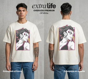 Cazadores de la Noche | La Demonia de Seis Lunas #00561 - Playera Oversized Premium | Off White - Foto en modelo