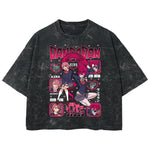 Playera streetwear premium de anime y gaming ExtraLife MX, corte boxy deluxe mineral wash heavyweight en color Acid Wash, moda urbana mexicana de culto.