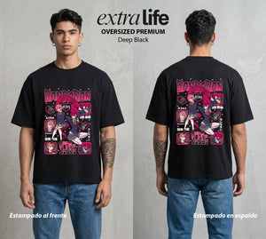 Lo Paranormal Cotidiano | Los Fantasmas Cotidianos #00562 - Playera Oversized Premium | Deep Black - Foto en modelo