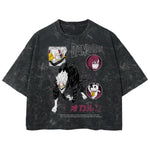 Playera streetwear premium de anime y gaming ExtraLife MX, corte boxy deluxe mineral wash heavyweight en color Acid Wash, moda urbana mexicana de culto.