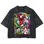 Playera streetwear premium de anime y gaming ExtraLife MX, corte boxy deluxe mineral wash heavyweight en color Acid Wash, moda urbana mexicana de culto.