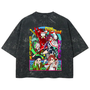 Playera streetwear premium de anime y gaming ExtraLife MX, corte boxy deluxe mineral wash heavyweight en color Acid Wash, moda urbana mexicana de culto.