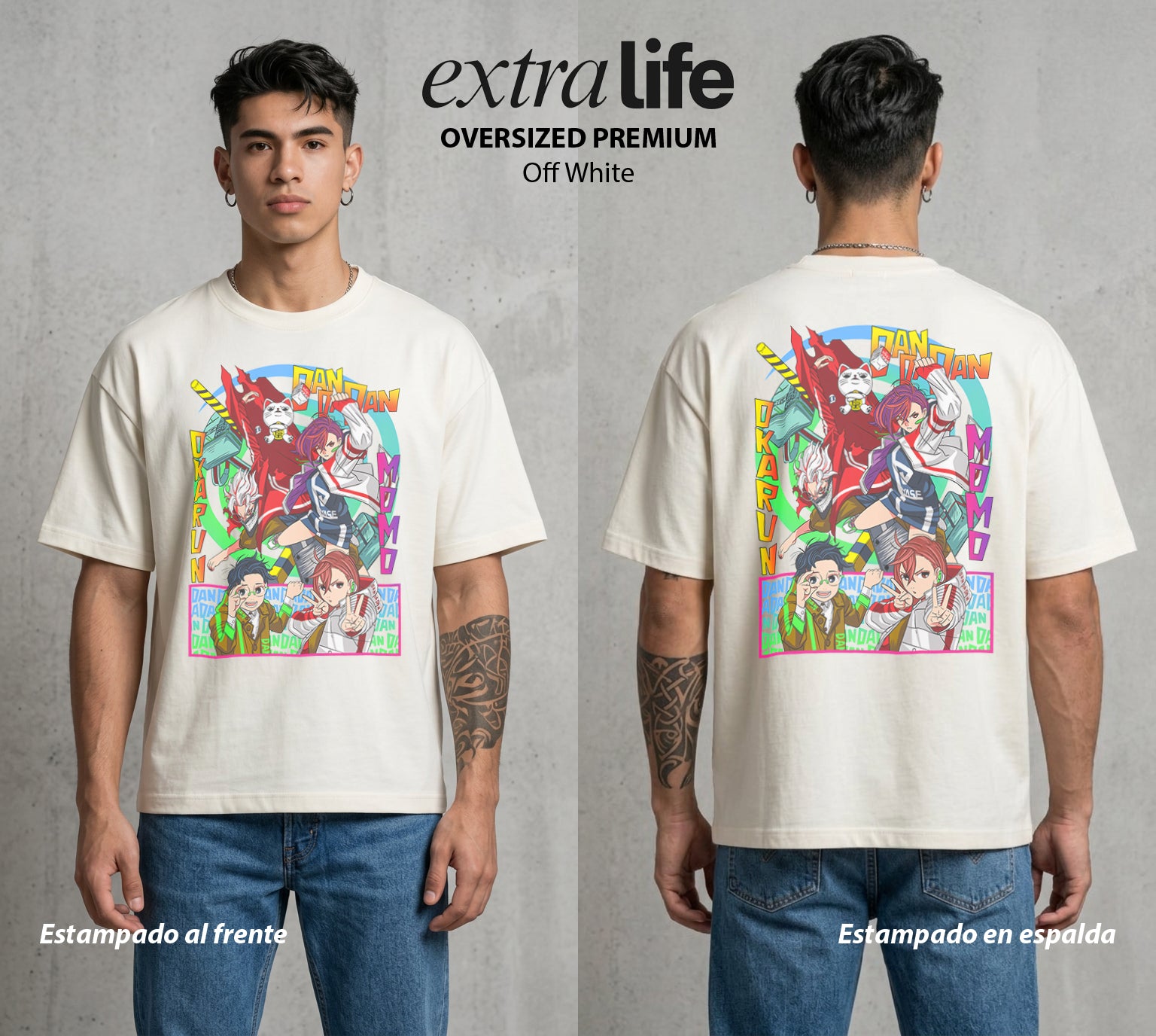 Lo Paranormal Cotidiano | Los del Ocultismo #00566 - Playera Oversized Premium | Off White - Foto en modelo