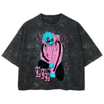 Playera streetwear premium de anime y gaming ExtraLife MX, corte boxy deluxe mineral wash heavyweight en color Acid Wash, moda urbana mexicana de culto.
