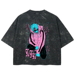 Playera streetwear premium de anime y gaming ExtraLife MX, corte boxy deluxe mineral wash heavyweight en color Acid Wash, moda urbana mexicana de culto.