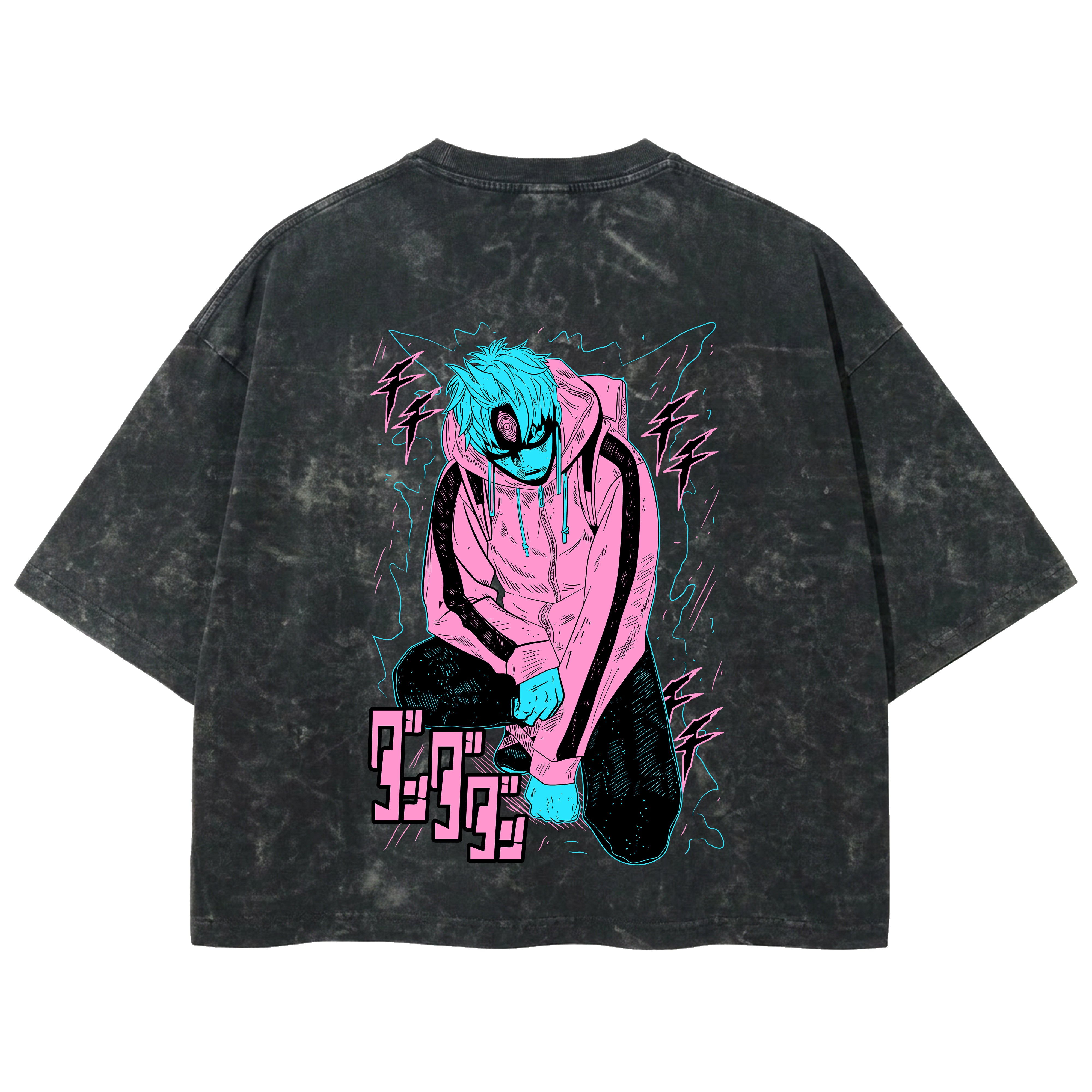 Playera streetwear premium de anime y gaming ExtraLife MX, corte boxy deluxe mineral wash heavyweight en color Acid Wash, moda urbana mexicana de culto.