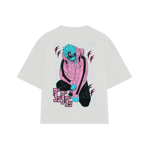 Playera streetwear premium de anime y gaming ExtraLife MX, corte oversized drop shoulder ligero y fresco en color Deep Black y Off-White, moda urbana mexicana de culto.