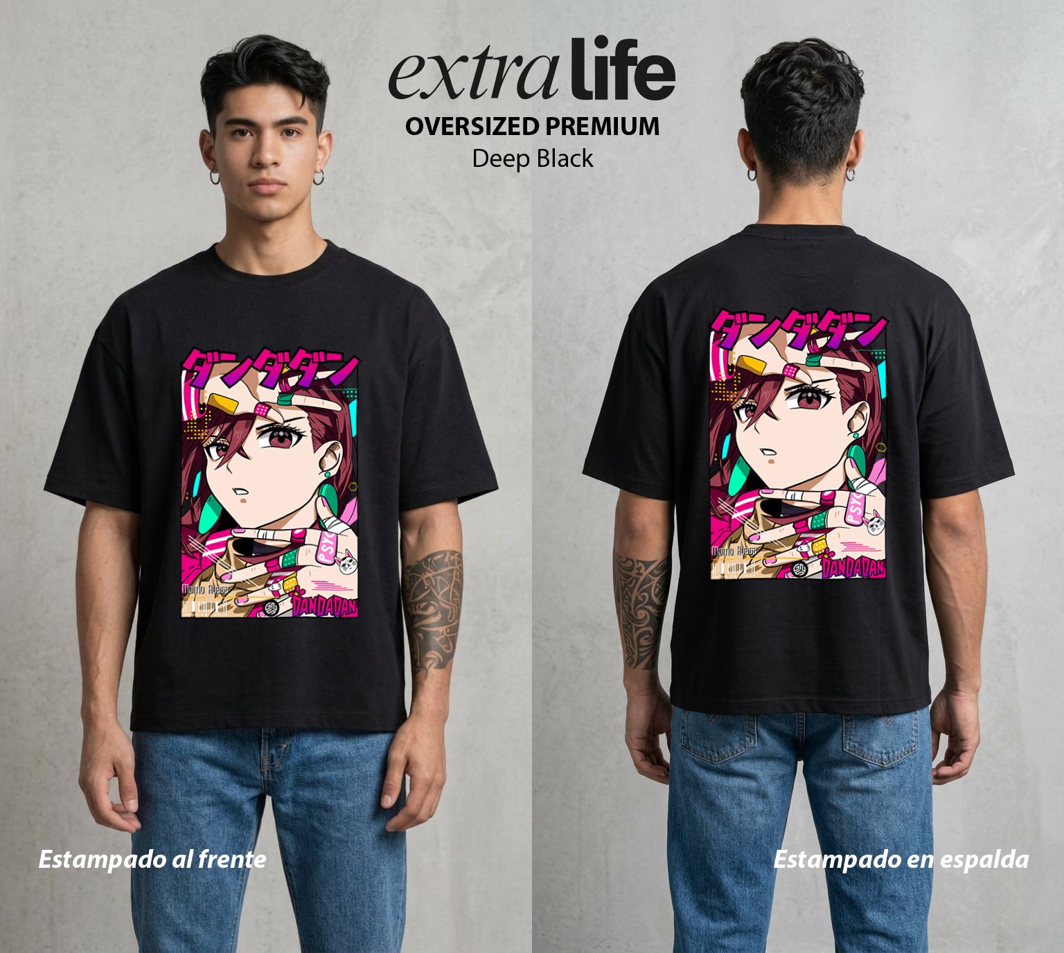 Lo Paranormal Cotidiano | La Cazadora de Espiritus #00570 - Playera Oversized Premium | Deep Black - Foto en modelo