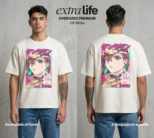 Lo Paranormal Cotidiano | La Cazadora de Espiritus #00570 - Playera Oversized Premium | Off White - Foto en modelo