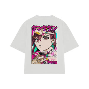 Playera streetwear premium de anime y gaming ExtraLife MX, corte oversized drop shoulder ligero y fresco en color Deep Black y Off-White, moda urbana mexicana de culto.