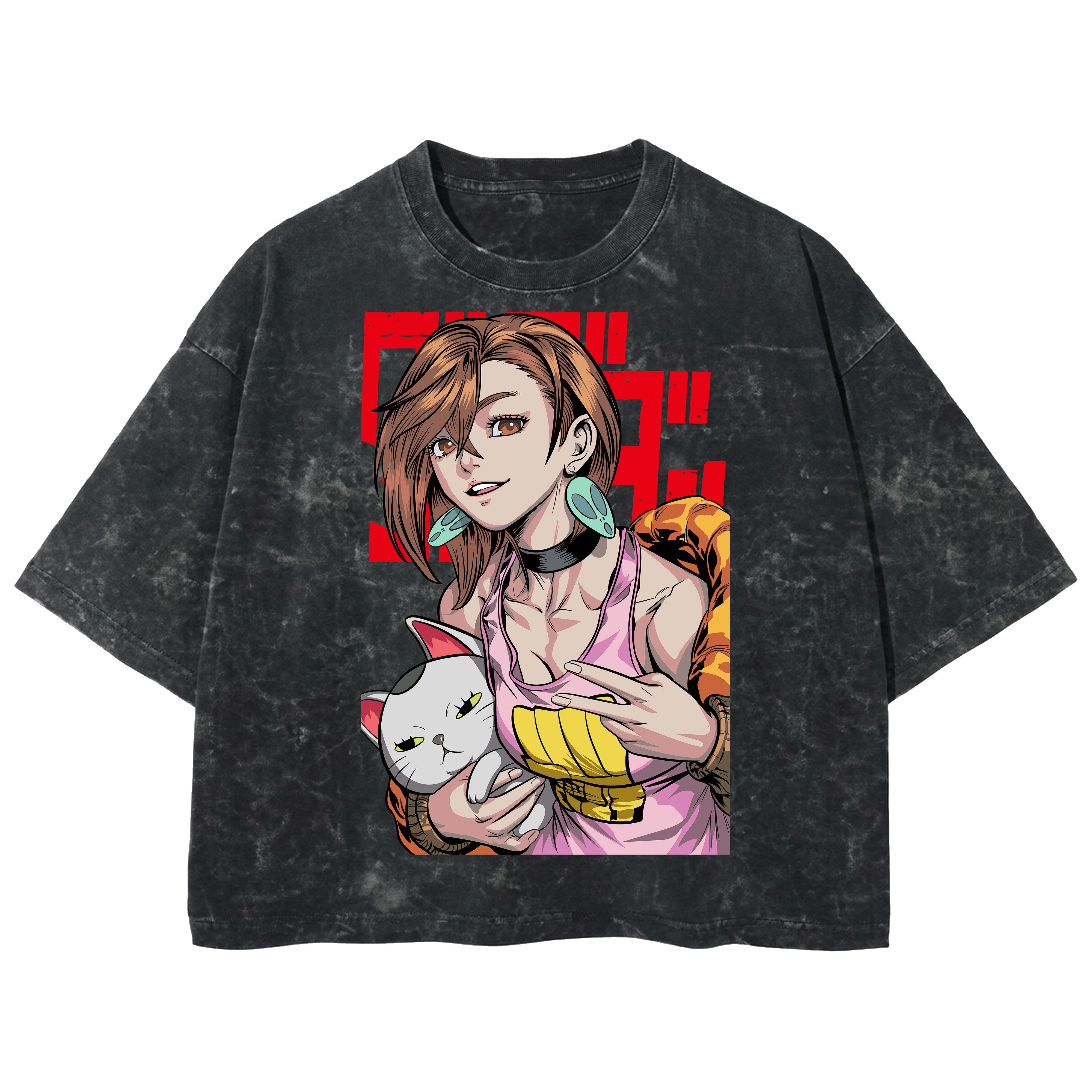 Playera streetwear premium de anime y gaming ExtraLife MX, corte boxy deluxe mineral wash heavyweight en color Acid Wash, moda urbana mexicana de culto.