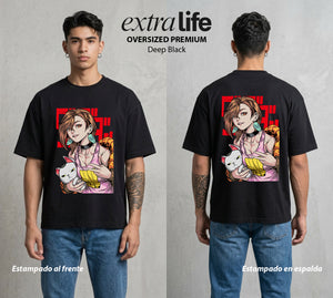 Lo Paranormal Cotidiano | La Chica del Ocultismo #00571 - Playera Oversized Premium | Deep Black - Foto en modelo