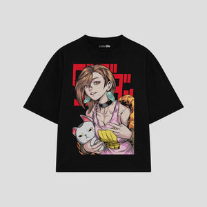 Playera streetwear premium de anime y gaming ExtraLife MX, corte oversized drop shoulder ligero y fresco en color Deep Black y Off-White, moda urbana mexicana de culto.