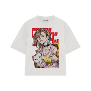 Playera streetwear premium de anime y gaming ExtraLife MX, corte oversized drop shoulder ligero y fresco en color Deep Black y Off-White, moda urbana mexicana de culto.