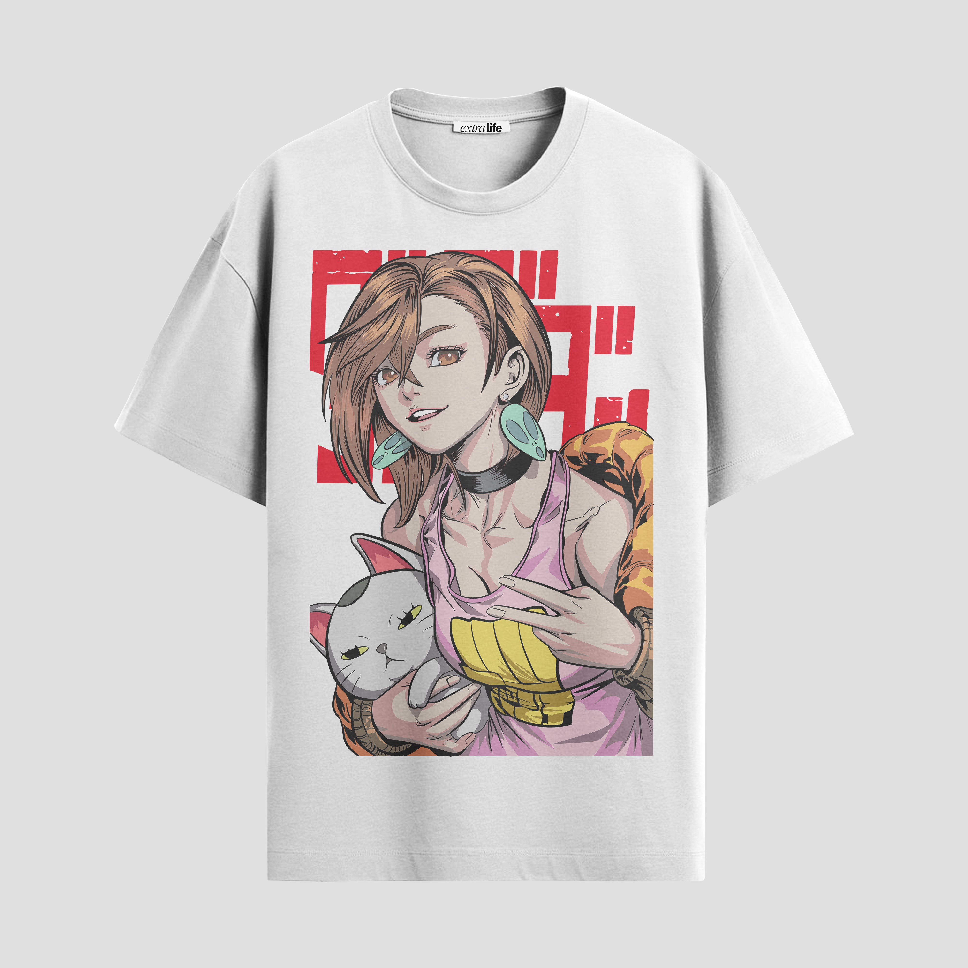 Playera urbana de anime y gaming ExtraLife MX, corte Standard Fit unisex ligero y transpirable en color Deep Black y Pure White, ropa de uso diario para gym y casual.