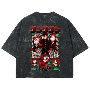 Playera streetwear premium de anime y gaming ExtraLife MX, corte boxy deluxe mineral wash heavyweight en color Acid Wash, moda urbana mexicana de culto.