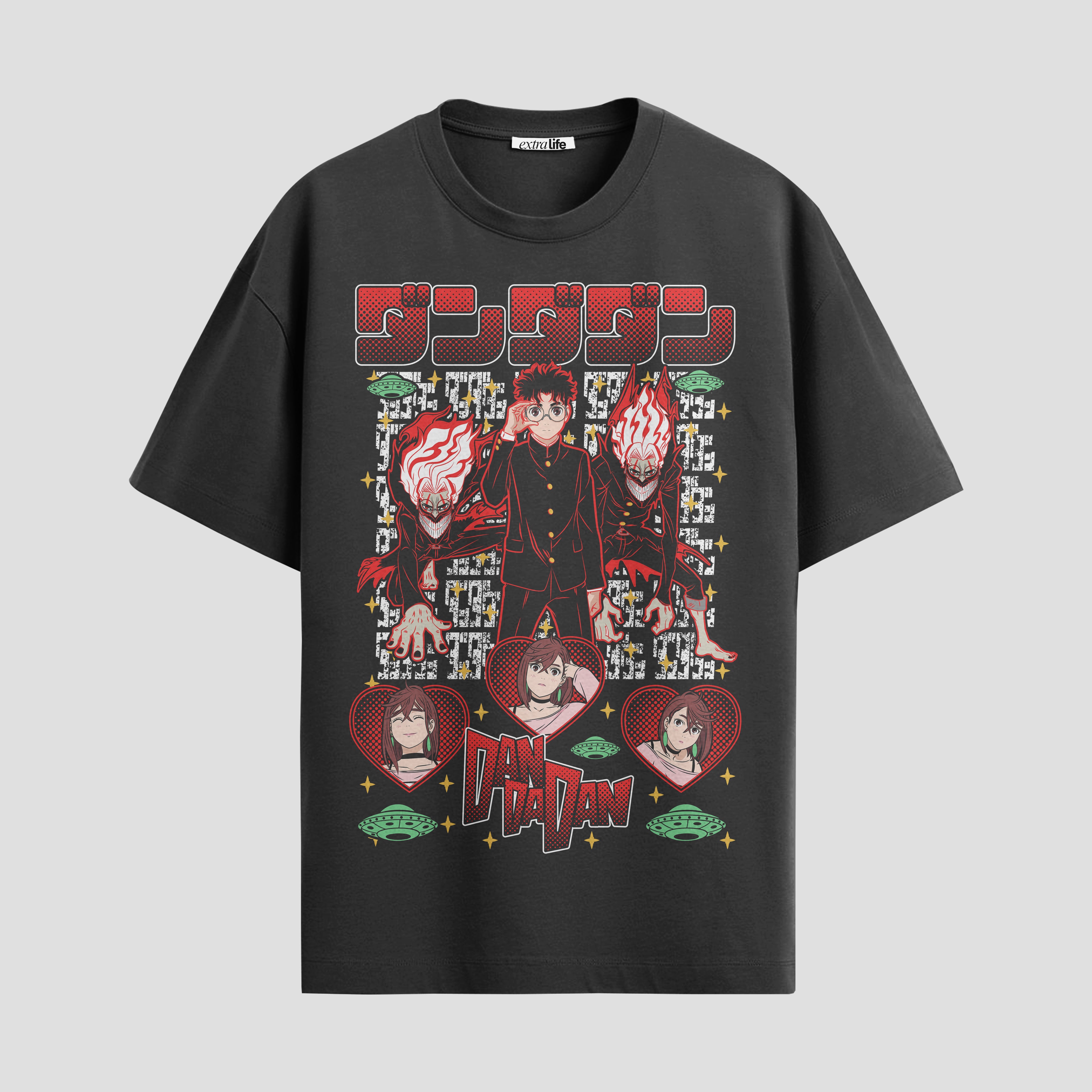 Playera urbana de anime y gaming ExtraLife MX, corte Standard Fit unisex ligero y transpirable en color Deep Black y Pure White, ropa de uso diario para gym y casual.