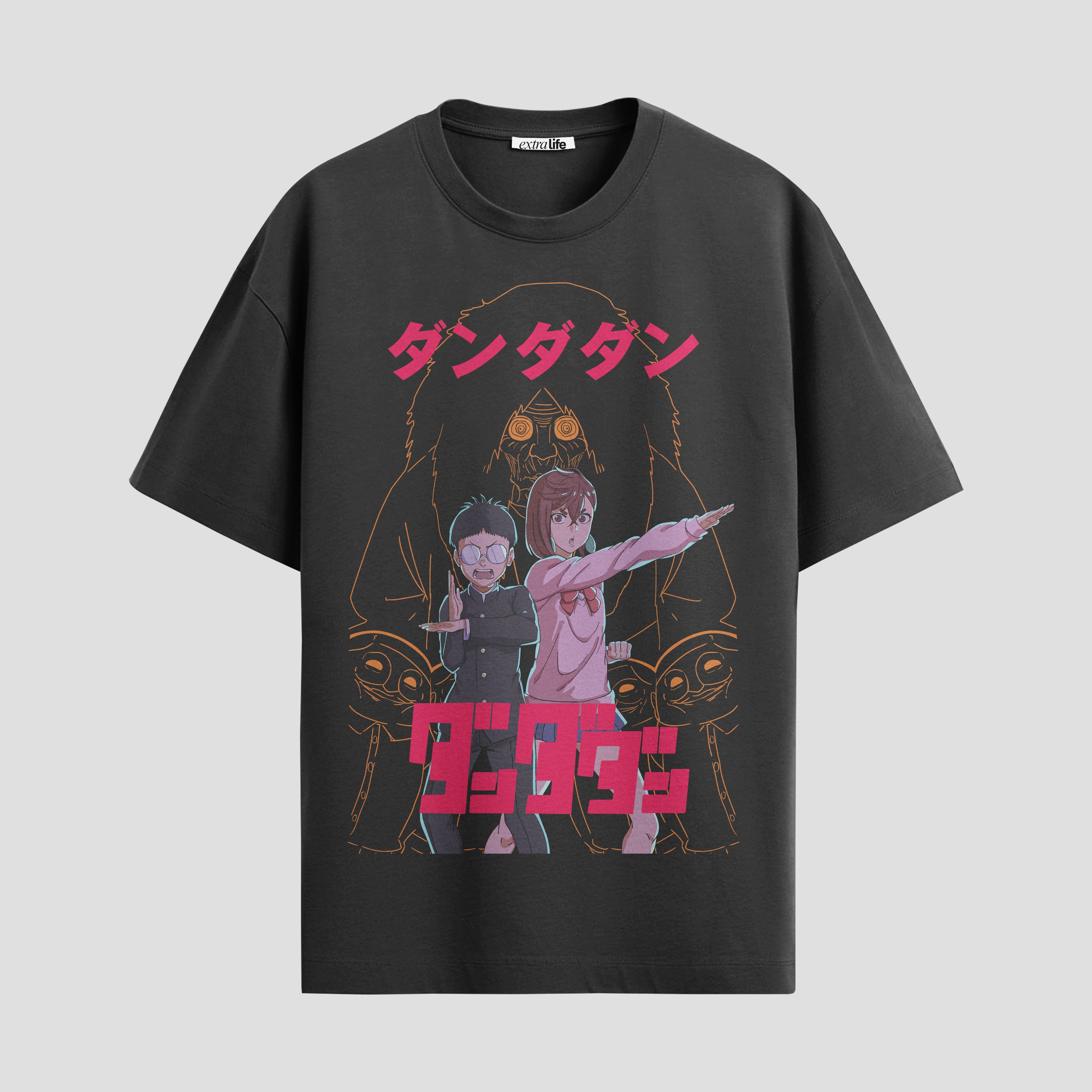Playera urbana de anime y gaming ExtraLife MX, corte Standard Fit unisex ligero y transpirable en color Deep Black y Pure White, ropa de uso diario para gym y casual.