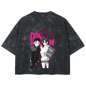 Playera streetwear premium de anime y gaming ExtraLife MX, corte boxy deluxe mineral wash heavyweight en color Acid Wash, moda urbana mexicana de culto.