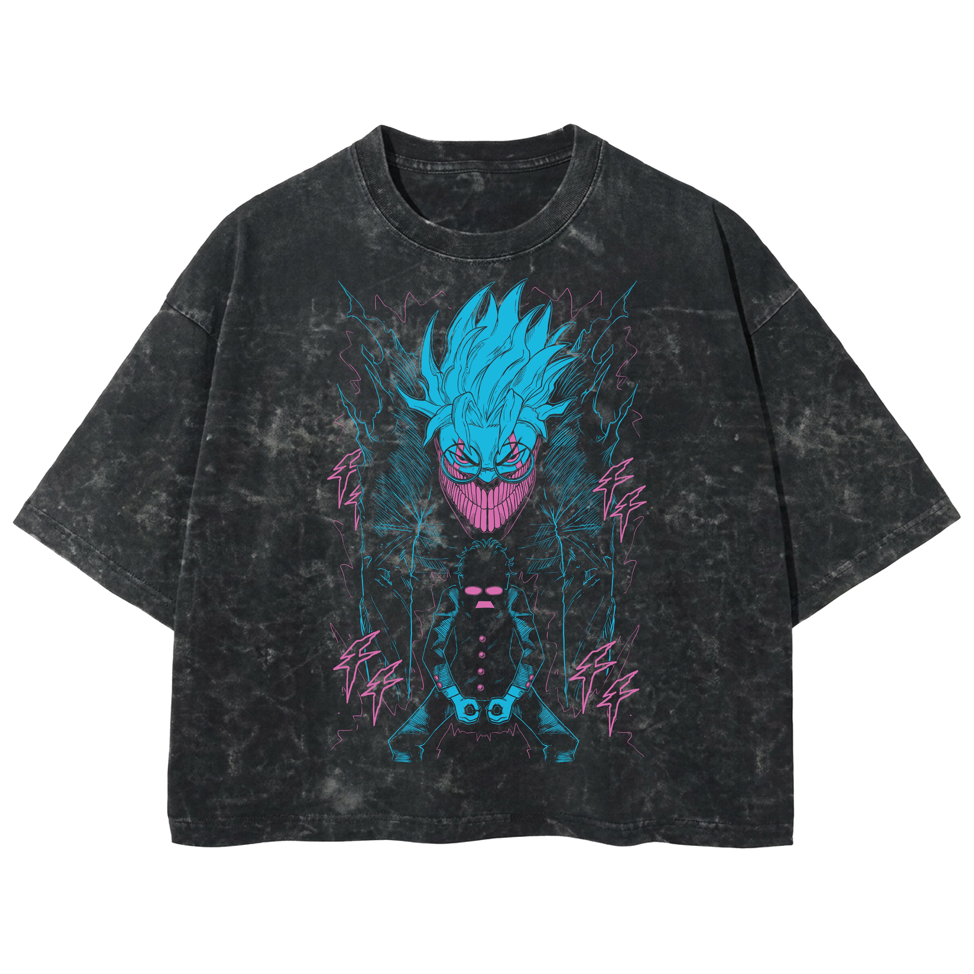 Playera streetwear premium de anime y gaming ExtraLife MX, corte boxy deluxe mineral wash heavyweight en color Acid Wash, moda urbana mexicana de culto.