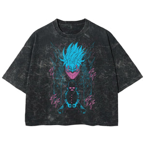 Playera streetwear premium de anime y gaming ExtraLife MX, corte boxy deluxe mineral wash heavyweight en color Acid Wash, moda urbana mexicana de culto.