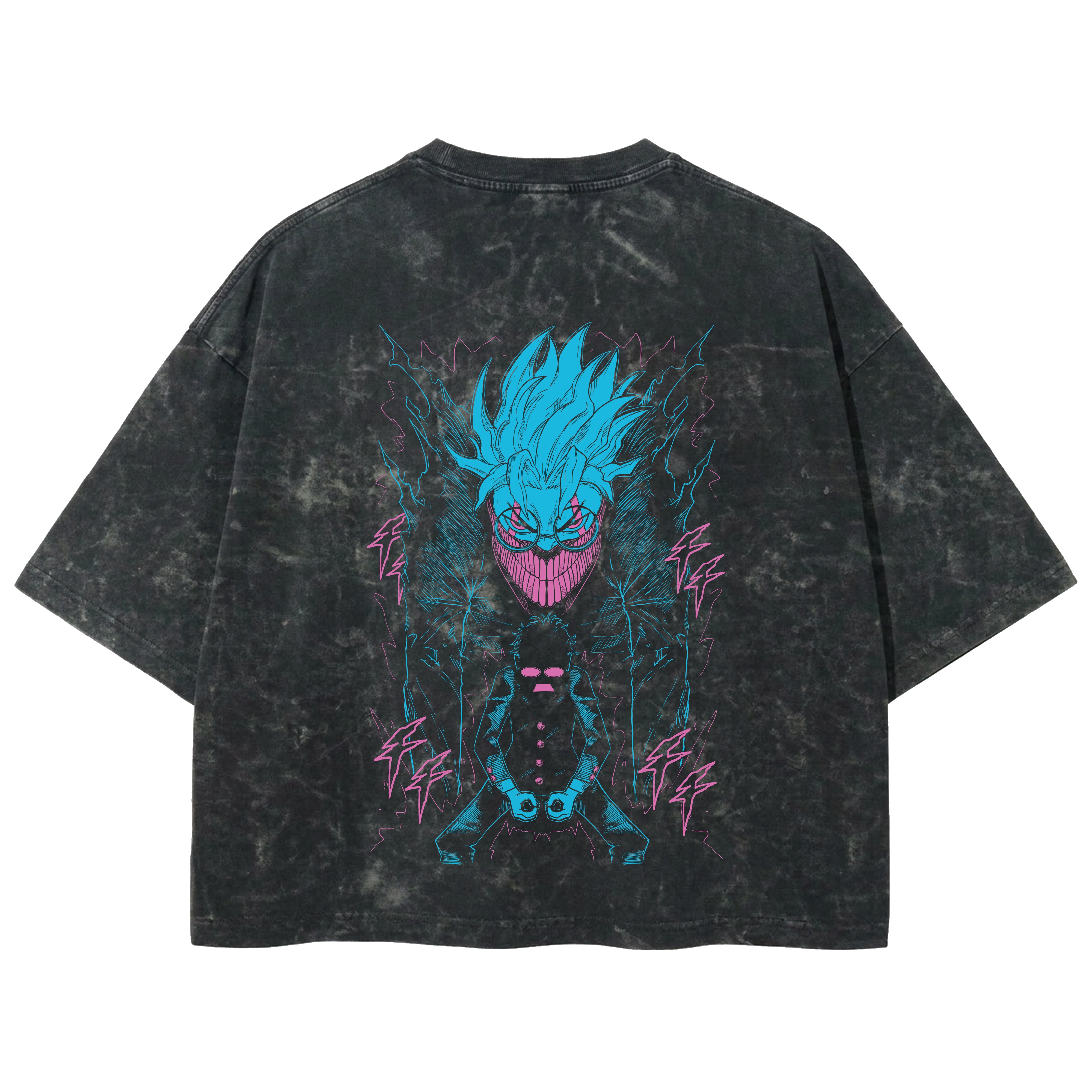 Playera streetwear premium de anime y gaming ExtraLife MX, corte boxy deluxe mineral wash heavyweight en color Acid Wash, moda urbana mexicana de culto.