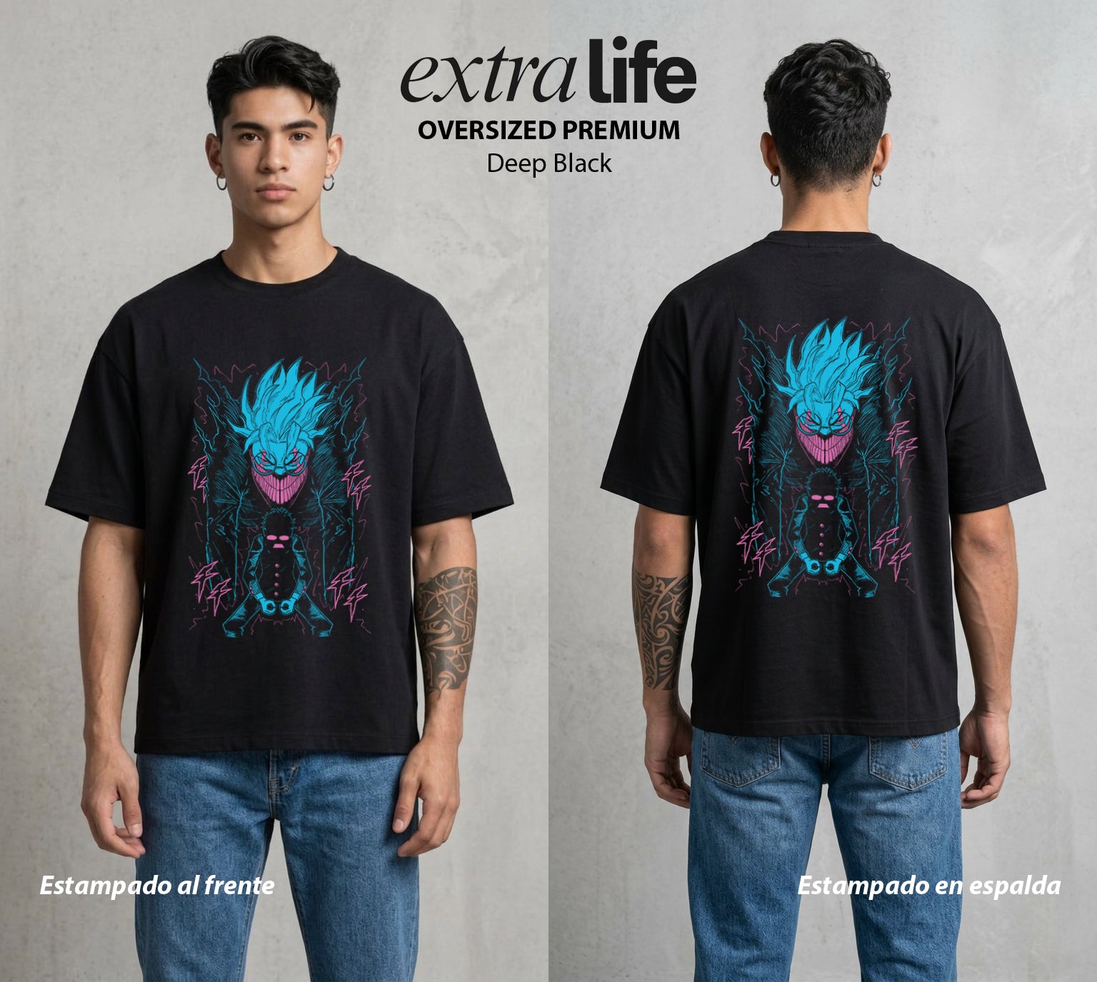 Lo Paranormal Cotidiano | El Chico del Ocultismo #00582 - Playera Oversized Premium | Deep Black - Foto en modelo