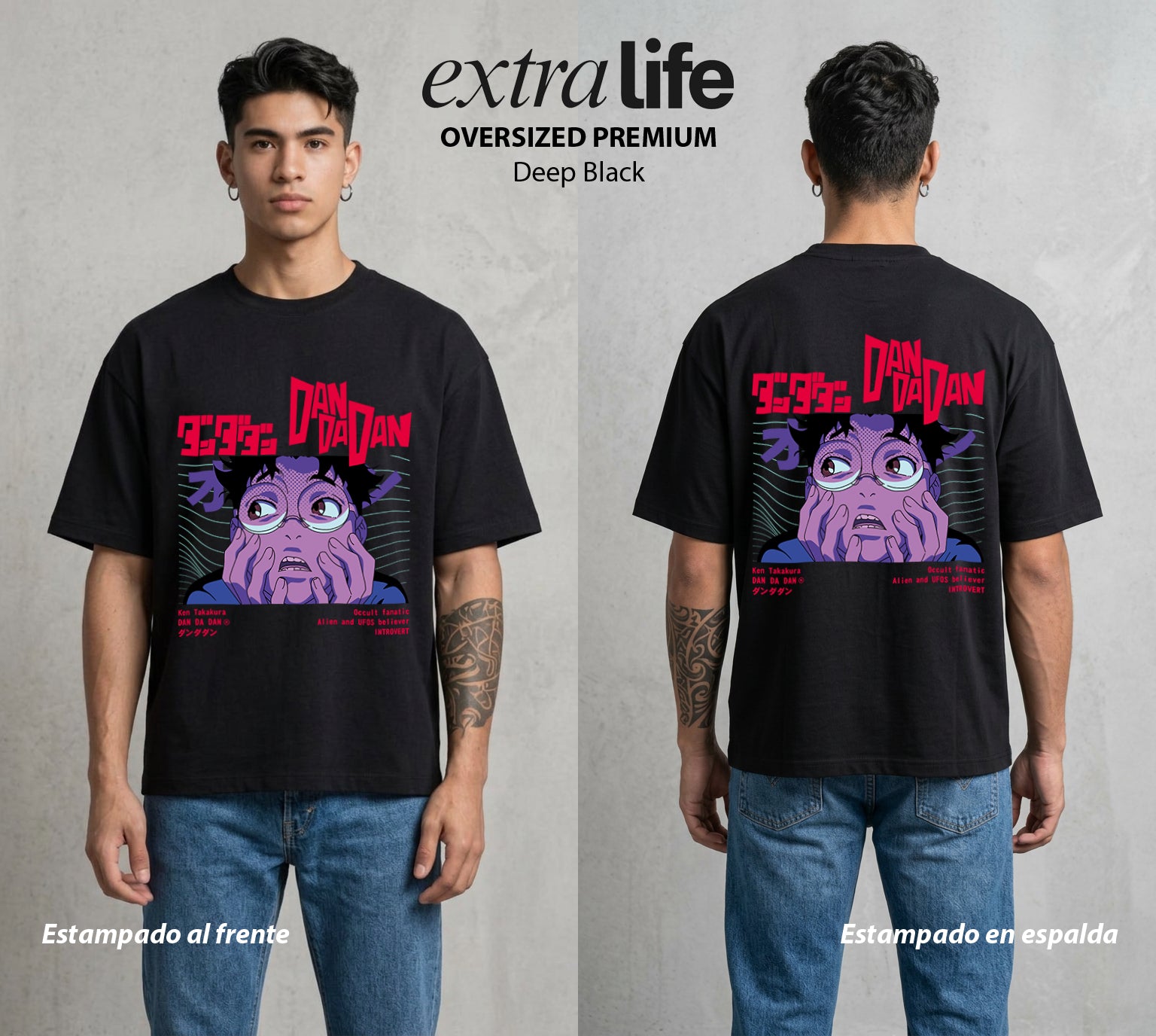 Lo Paranormal Cotidiano | El Chico del Ocultismo #00584 - Playera Oversized Premium | Deep Black - Foto en modelo