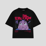 Playera streetwear premium de anime y gaming ExtraLife MX, corte oversized drop shoulder ligero y fresco en color Deep Black y Off-White, moda urbana mexicana de culto.
