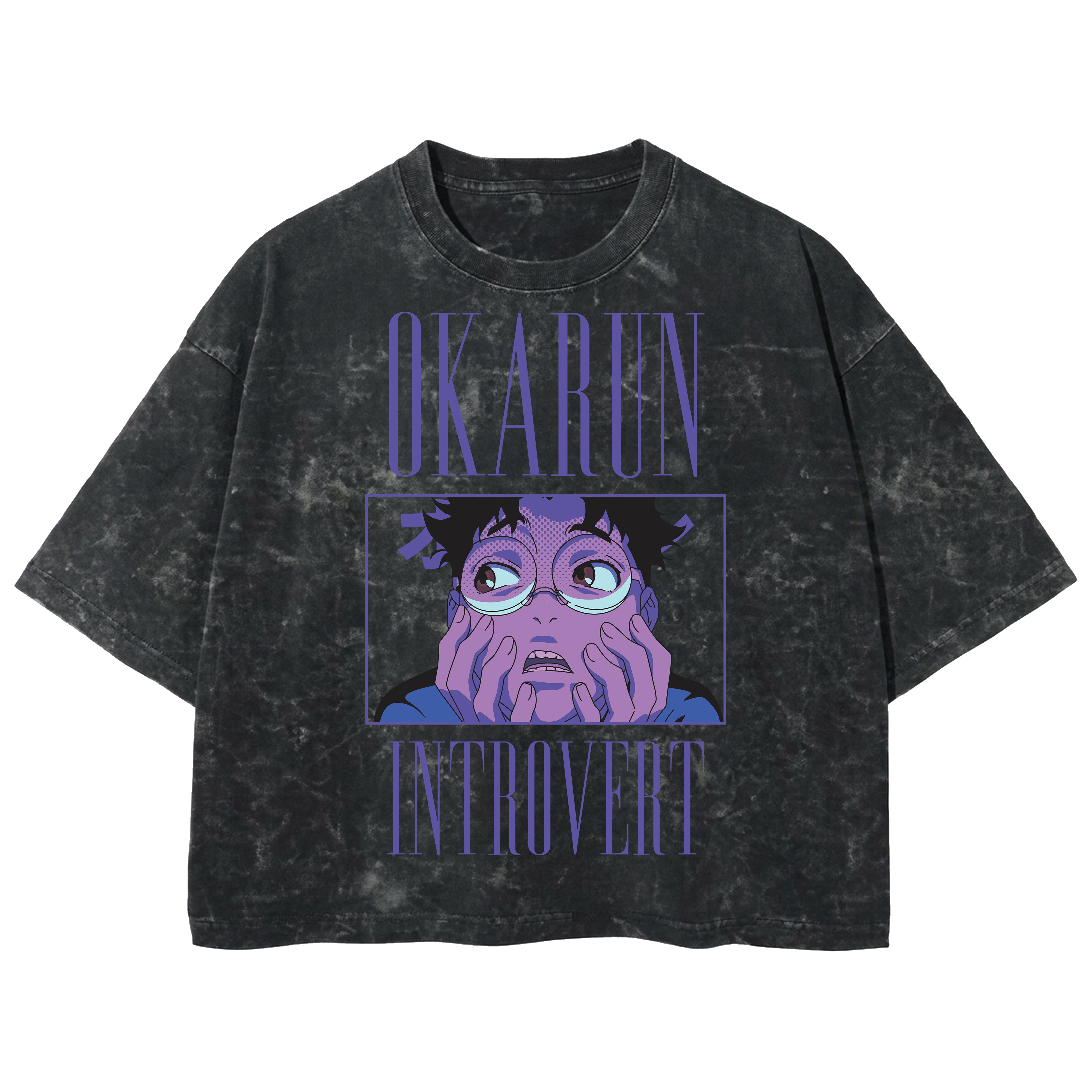 Playera streetwear premium de anime y gaming ExtraLife MX, corte boxy deluxe mineral wash heavyweight en color Acid Wash, moda urbana mexicana de culto.