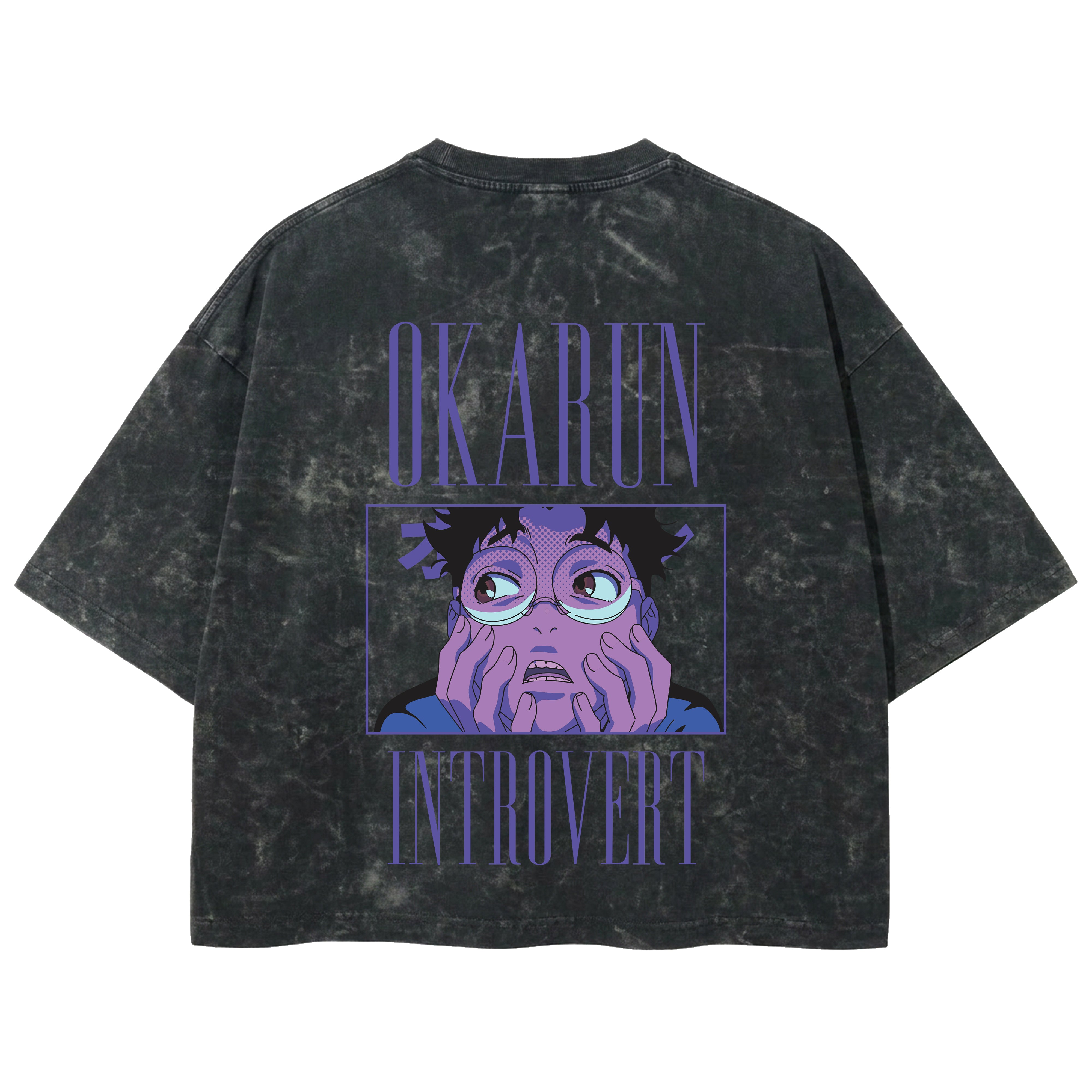 Playera streetwear premium de anime y gaming ExtraLife MX, corte boxy deluxe mineral wash heavyweight en color Acid Wash, moda urbana mexicana de culto.