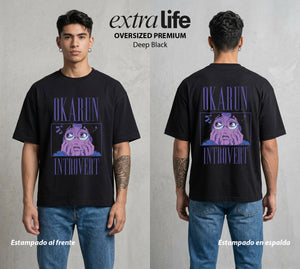 Lo Paranormal Cotidiano | El Que Cree en Todo #00585 - Playera Oversized Premium | Deep Black - Foto en modelo
