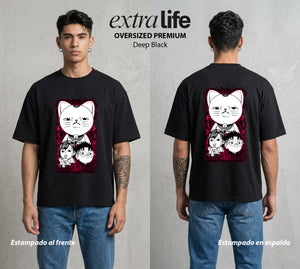 Lo Paranormal Cotidiano | El Amor del Caos #00586 - Playera Oversized Premium | Deep Black - Foto en modelo