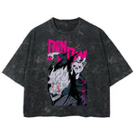 Playera streetwear premium de anime y gaming ExtraLife MX, corte boxy deluxe mineral wash heavyweight en color Acid Wash, moda urbana mexicana de culto.