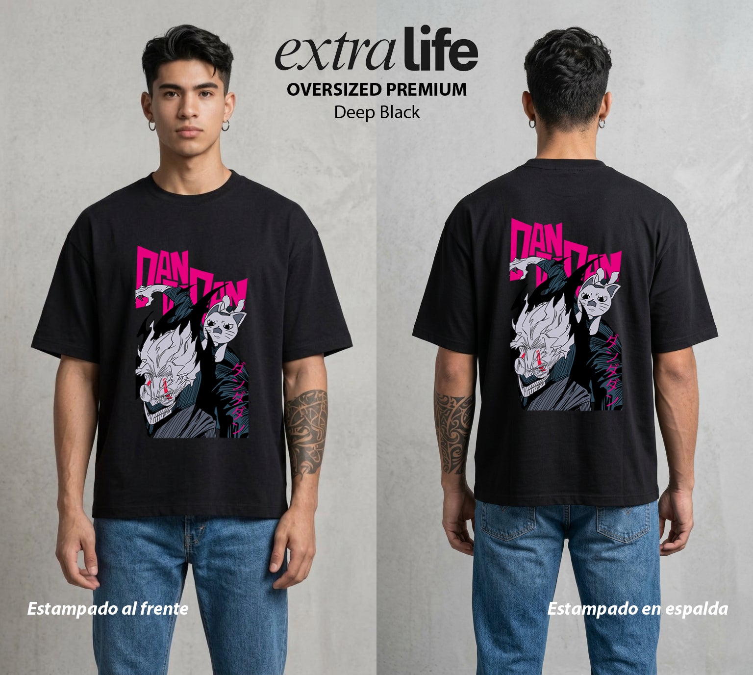 Lo Paranormal Cotidiano | La Abuela y el Creyente #00589 - Playera Oversized Premium | Deep Black - Foto en modelo