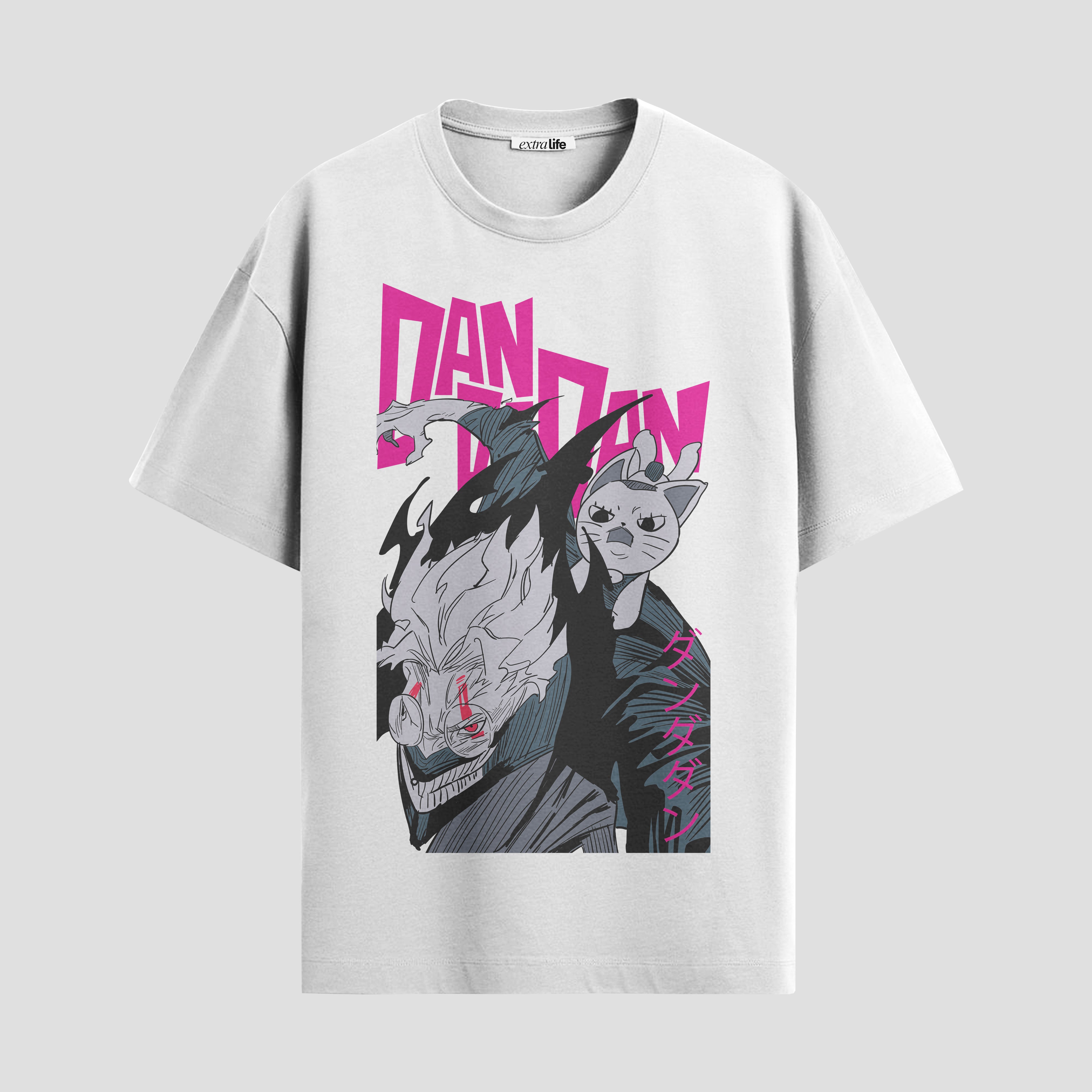 Playera urbana de anime y gaming ExtraLife MX, corte Standard Fit unisex ligero y transpirable en color Deep Black y Pure White, ropa de uso diario para gym y casual.