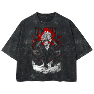 Playera streetwear premium de anime y gaming ExtraLife MX, corte boxy deluxe mineral wash heavyweight en color Acid Wash, moda urbana mexicana de culto.