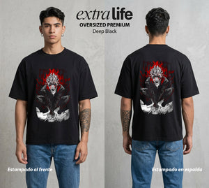 Lo Paranormal Cotidiano | El Chico del Ocultismo #00590 - Playera Oversized Premium | Deep Black - Foto en modelo
