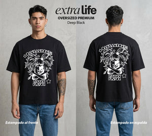 El Juicio Final Escolar | El Osito del Caos #00599 - Playera Oversized Premium | Deep Black - Foto en modelo