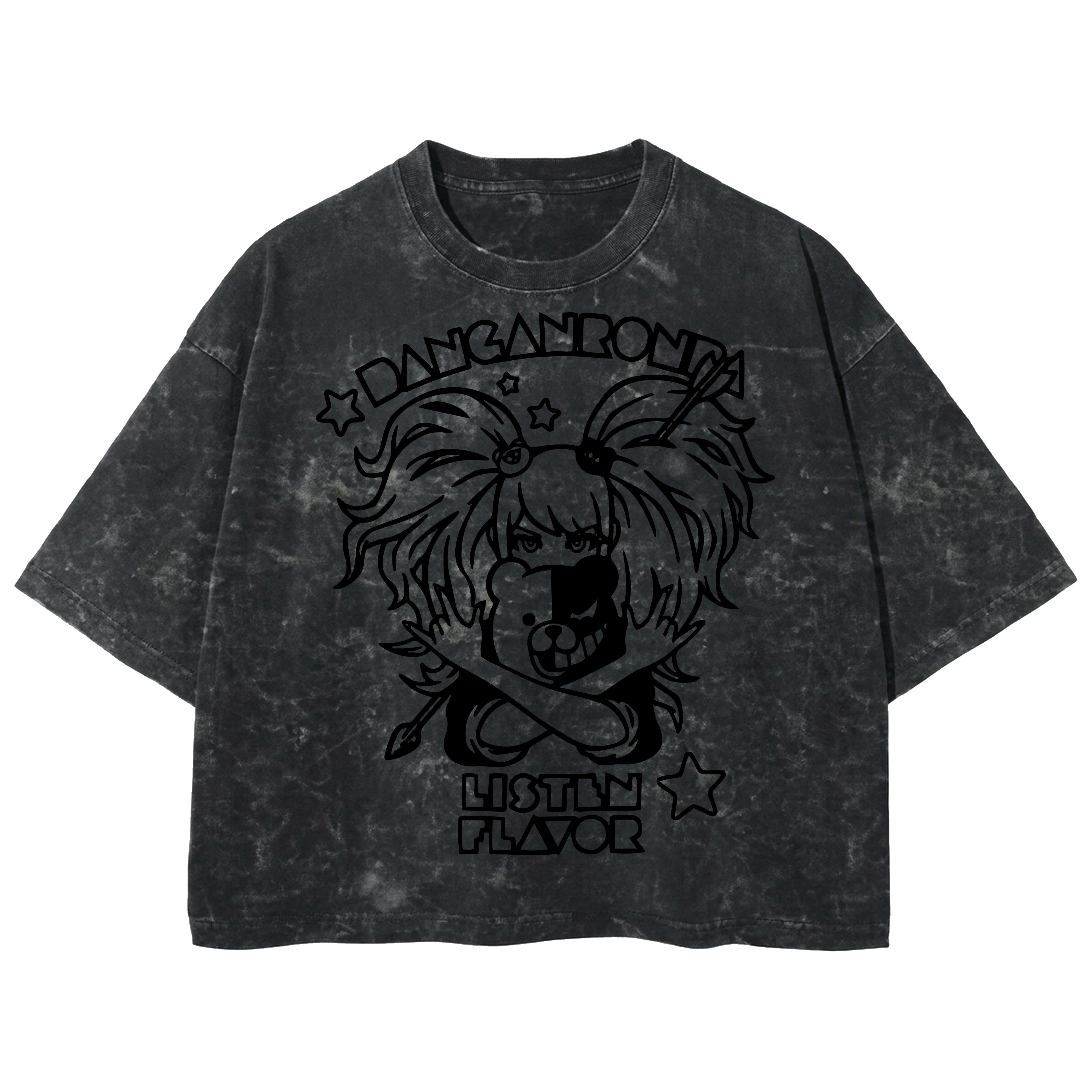 Playera streetwear premium de anime y gaming ExtraLife MX, corte boxy deluxe mineral wash heavyweight en color Acid Wash, moda urbana mexicana de culto.