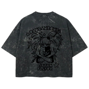 Playera streetwear premium de anime y gaming ExtraLife MX, corte boxy deluxe mineral wash heavyweight en color Acid Wash, moda urbana mexicana de culto.
