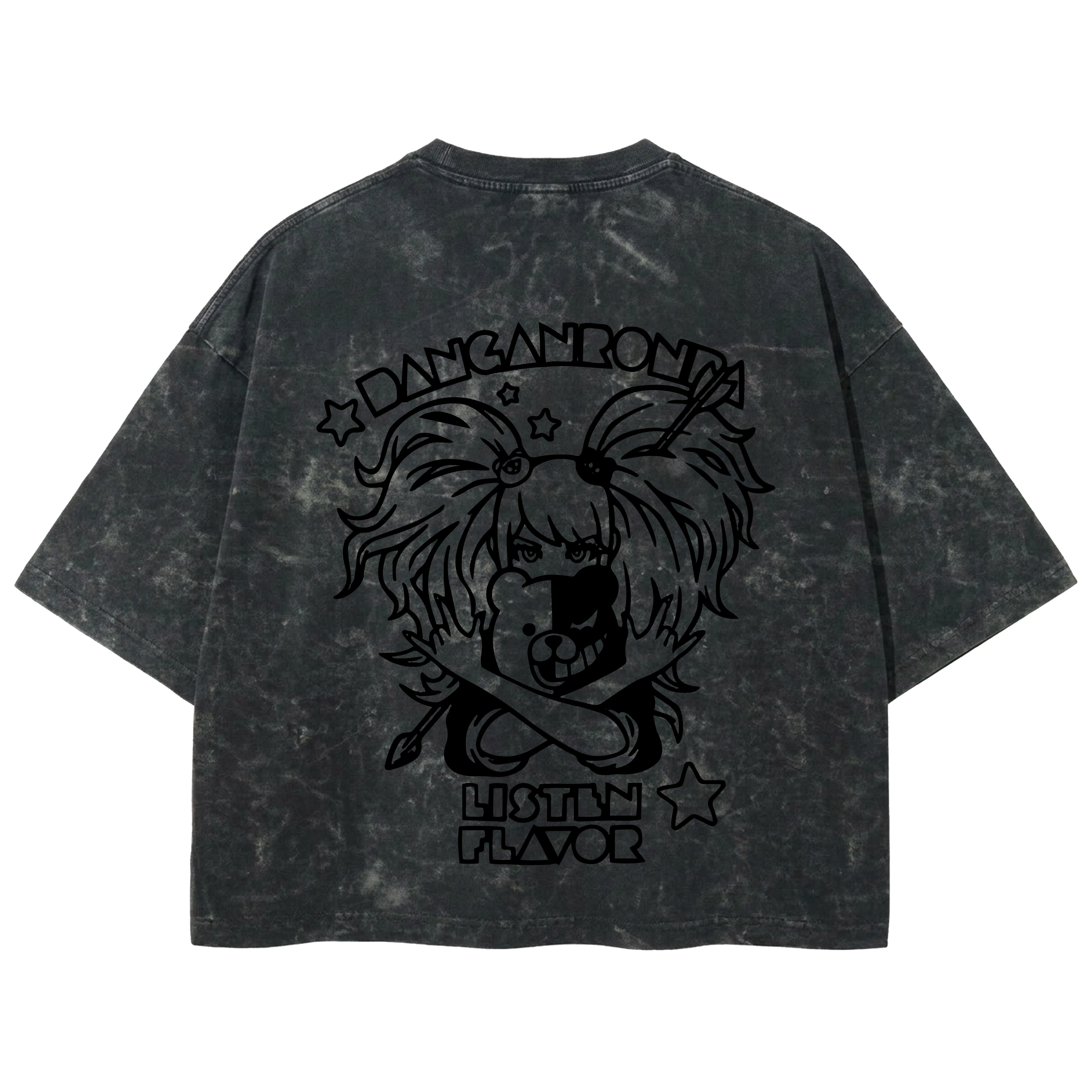 Playera streetwear premium de anime y gaming ExtraLife MX, corte boxy deluxe mineral wash heavyweight en color Acid Wash, moda urbana mexicana de culto.