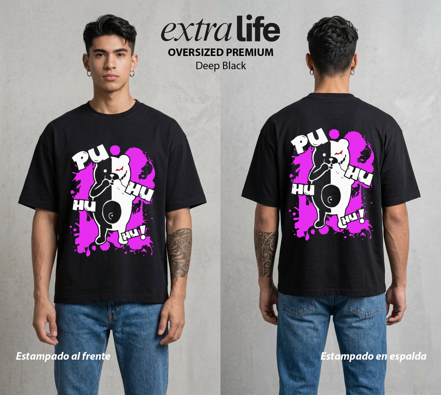 El Juicio Final Escolar | El Juez de la Desesperanza #00603 - Playera Oversized Premium | Deep Black - Foto en modelo