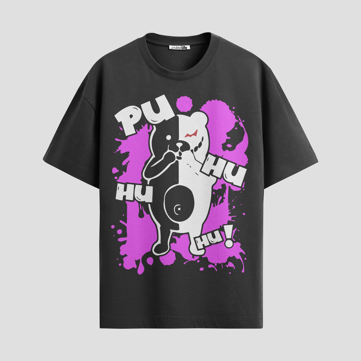 Playera urbana de anime y gaming ExtraLife MX, corte Classic Premium unisex ligero y transpirable en color Deep Black y Pure White, ropa de uso diario para gym y casual.