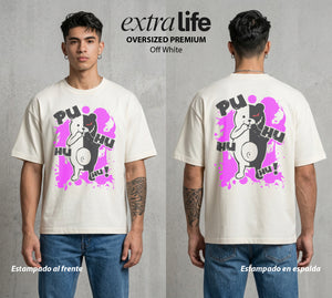 El Juicio Final Escolar | El Oso del Mal #00605 - Playera Oversized Premium | Off White - Foto en modelo