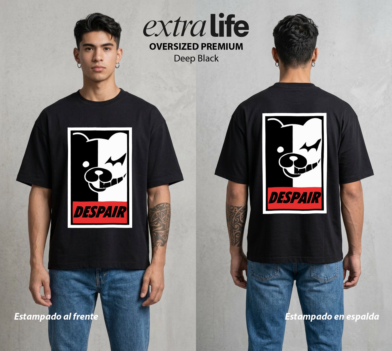 El Juicio Final Escolar | El Osito del Caos #00607 - Playera Oversized Premium | Deep Black - Foto en modelo